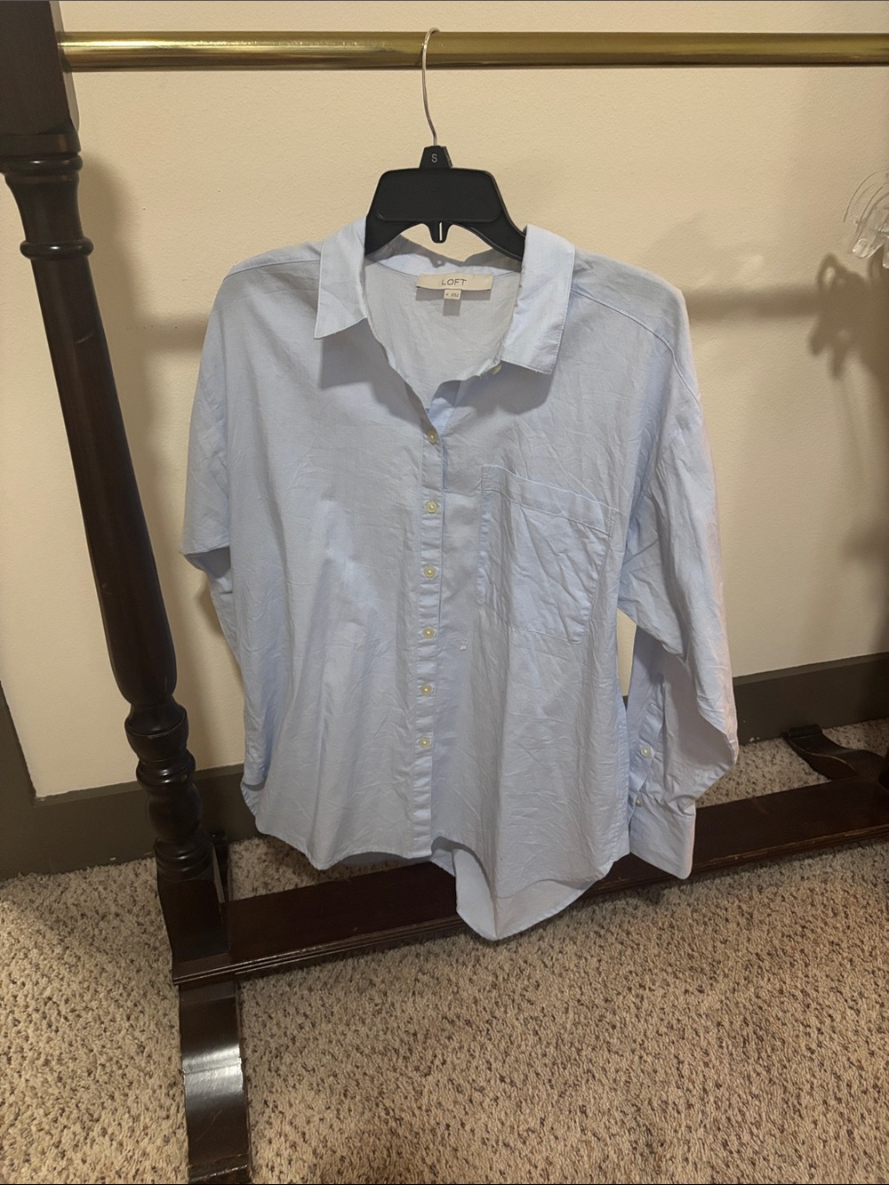 LOFT Pale Blue Relaxed Button-Down Shirt